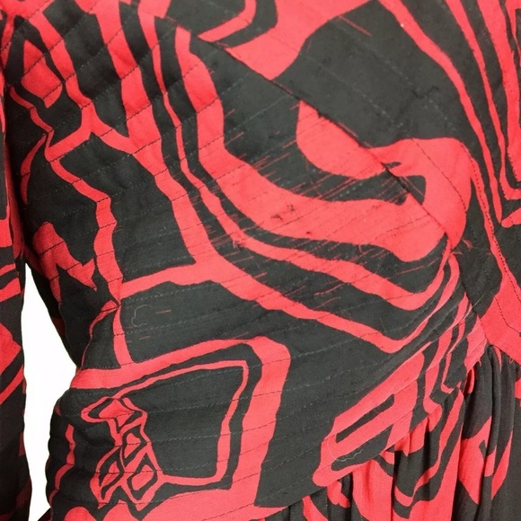 Albert Nipon 80s Silk Chiffon Pleated Flare Dress - Picture 6 of 8